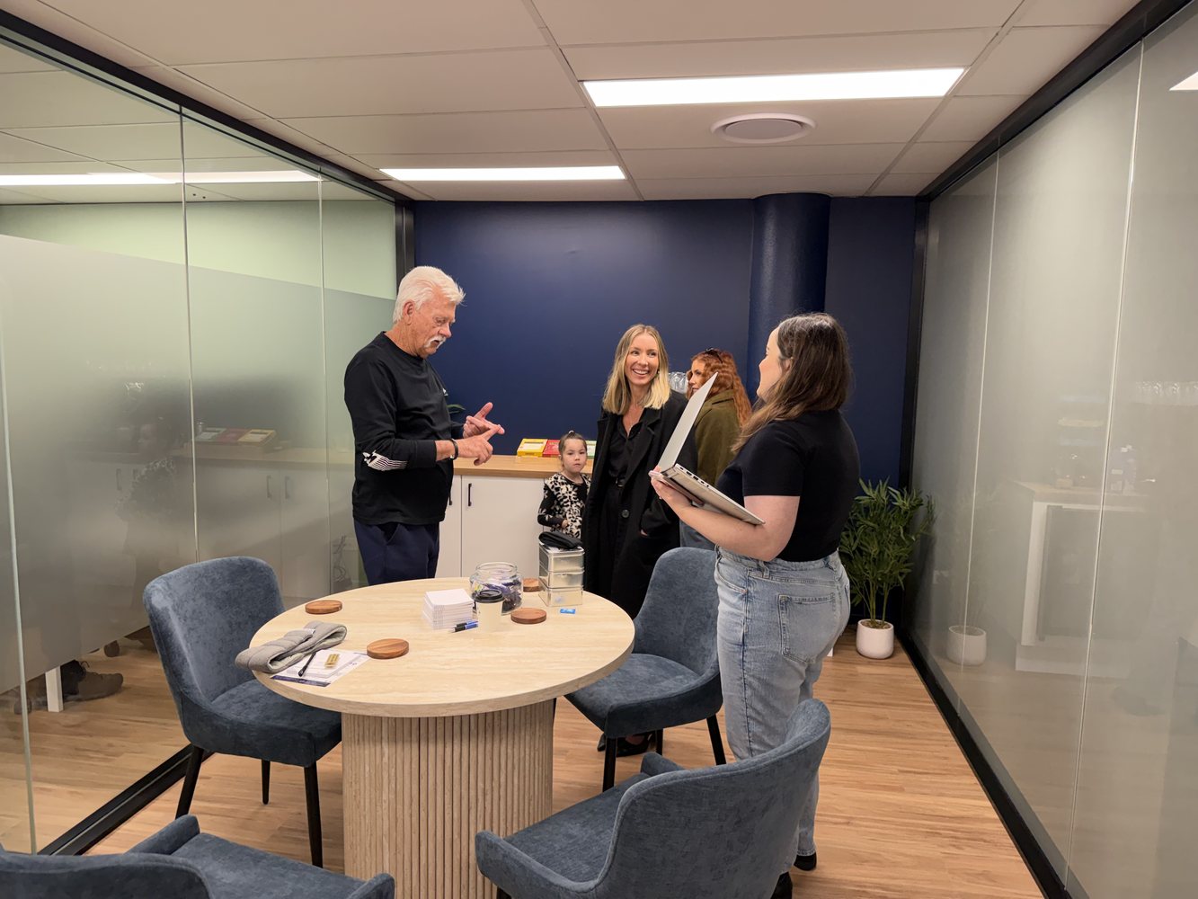 Meeting visitors at the clinic